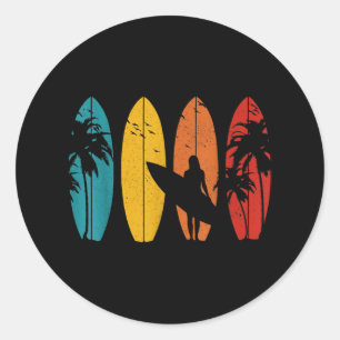 Surfer-Geschenk Vintage-Surfen Surfbrett Strand Runder Aufkleber