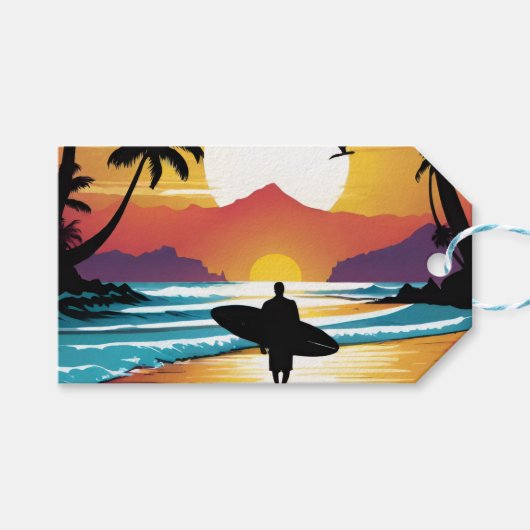 Surfer Geschenkanhänger (Vorderseite (Horizontal))