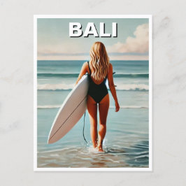 Surfer Girl Bali Indoni Postkarte