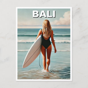 Surfer Girl Bali Indoni Postkarte