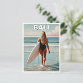 Surfer Girl Bali Indoni Postkarte (Stehend Vorderseite)