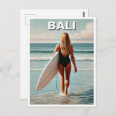 Surfer Girl Bali Indoni Postkarte (Vorne/Hinten)