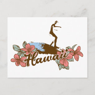 surfer girl beach hawaii surf hawaiian postkarte