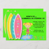 Surfer Girl Beach Party Geburtstag Einladung (Vorne/Hinten)