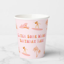 Surfer Girl Birthday Paper Cups