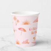 Surfer Girl Birthday Paper Cups Pappbecher (Vorderseite)