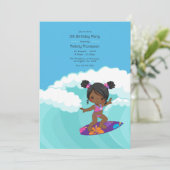 Surfer Girl Birthday Party Einladung (Stehend Vorderseite)