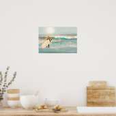 Surfer Girl Blue Waves Poster (Küche)
