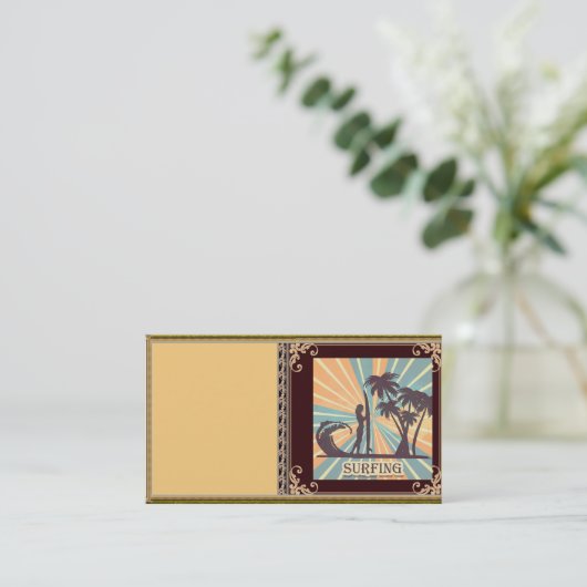 Surfer Girl Business Card Visitenkarte (Stehend Vorderseite)