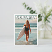 Surfer Girl Chicama Peru Postkarte (Stehend Vorderseite)