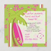 Surfer Girl Einladung (Vorne/Hinten)
