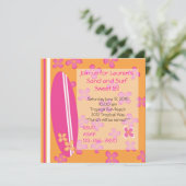 Surfer Girl Einladung (Stehend Vorderseite)