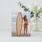 Surfer Girl Foto Postkarte (Stehend Vorderseite)