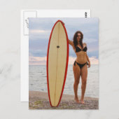 Surfer Girl Foto Postkarte (Vorne/Hinten)