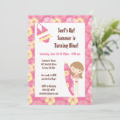 Surfer Girl Geburtstagsparty Einladung (Stehend Vorderseite)