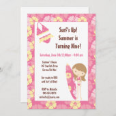 Surfer Girl Geburtstagsparty Einladung (Vorne/Hinten)