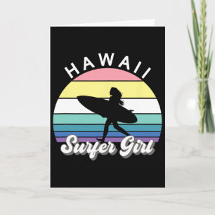 Surfer Girl Hawaii Vintage Hawaiian Surfen Surf B Karte