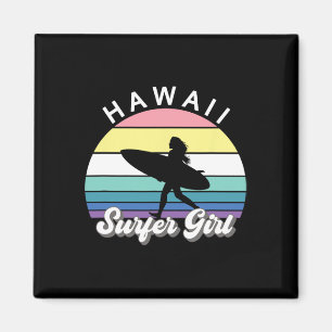 Surfer Girl Hawaii Vintage Hawaiian Surfen Surf B Magnet