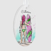 Surfer Girl individuelle Name Ornament (Vorderseite)
