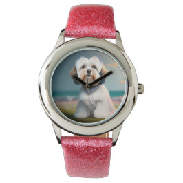 Surfer Girl Maltese Terrier Dog eWatch Armbanduhr