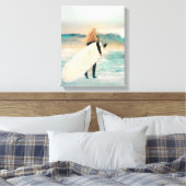 Surfer Girl Ocean Waves | Beach House Leinwanddruck (Insitu (Schlafzimmer))