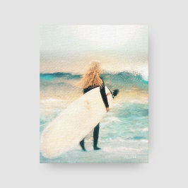 Surfer Girl Ocean Waves | Beach House Leinwanddruck