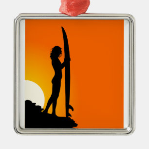 Surfer Girl Ornament Aus Metall