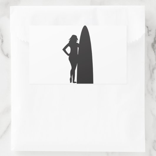Surfer Girl Rechteckiger Aufkleber (Tasche)