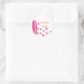 Surfer Girl Runder Aufkleber (Tasche)