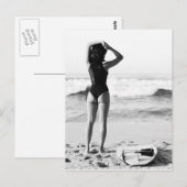 Surfer Girl Schwarz-Weiß-Foto Postkarte (Vorne/Hinten)