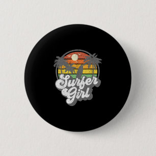 Surfer Girl Strand Retro 70er Jahre Vintage Surfen Button
