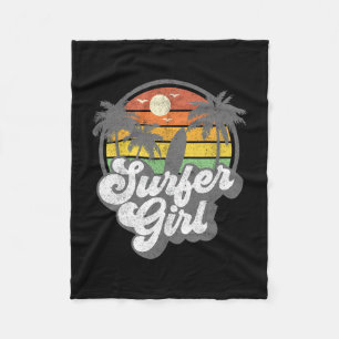 Surfer Girl Strand Retro 70er Jahre Vintage Surfen Fleecedecke