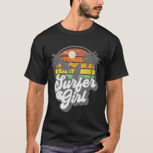 Surfer Girl Strand Retro 70er Jahre Vintage Surfen T-Shirt