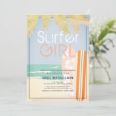 Surfer Girl Surfboards Beach Baby Dusche Einladung (Stehend Vorderseite)