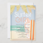 Surfer Girl Surfboards Beach Baby Dusche per Mail Einladung (Vorderseite)