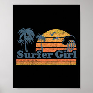 Surfer-Girl-Surfen-Strand-Sommerferien-Vintage Poster