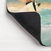 Surfer Girl Tropical Beach Blue Waves Mousepad (Ecke)