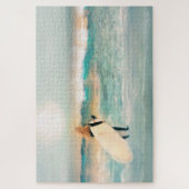 Surfer Girl Tropical Beach Blue Waves Puzzle (Vertikal)