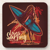 Surfer Girl Untersetzer Set | Fun Surfer Untersetz (Vorderseite)