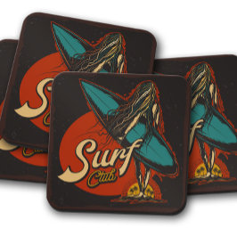 Surfer Girl Untersetzer Set | Fun Surfer Untersetz