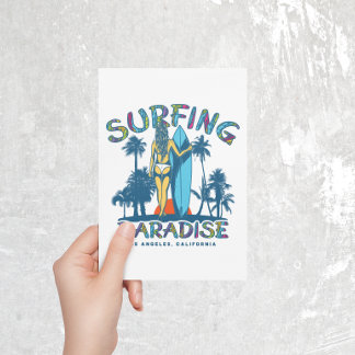 Surfer Girl Vintag California Postkarte