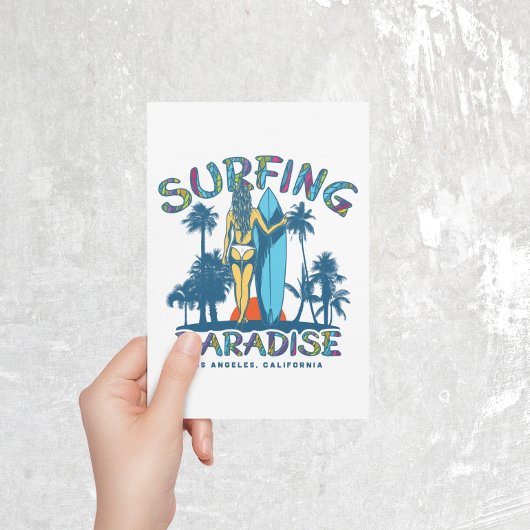 Surfer Girl Vintag California Postkarte