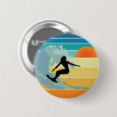 Surfer Girl Vintag Sunset Button (Vorne & Hinten)