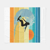 Surfer Girl Vintag Sunset Fleecedecke (Vorderseite (Horizontal))