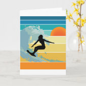 Surfer Girl Vintag Sunset Karte (Gelbe Blume)