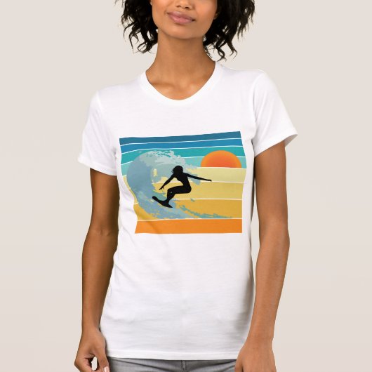 Surfer Girl Vintag Sunset T-Shirt (Vorderseite)