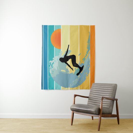 Surfer Girl Vintag Sunset Wandteppich (Beispiel)