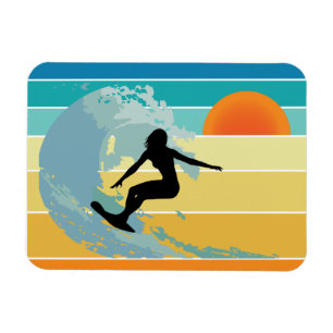 Surfer Girl Vintage Sunset Magnet