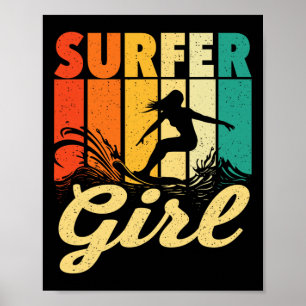 Surfer Girl - Wellen Surftrainer Surfboard Liebe Poster