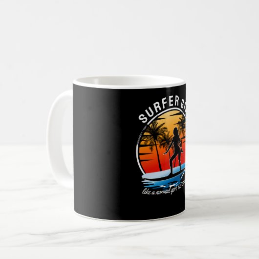 Surfer Girl wie ein normales Mädchen, aber Cooler Kaffeetasse (Vorderseite Links)